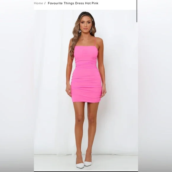 knee length dresses for ladies HELLO MOLLY LA Devotee Dress Pink
